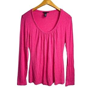 Banana Republic Round Neck Long Sleeve Red Cotton Blend Top Women’s Size M